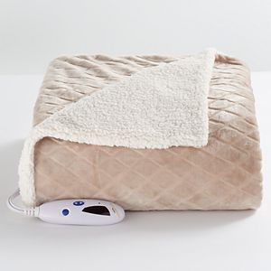 Biddeford Reversible Heated Sherpa Throw