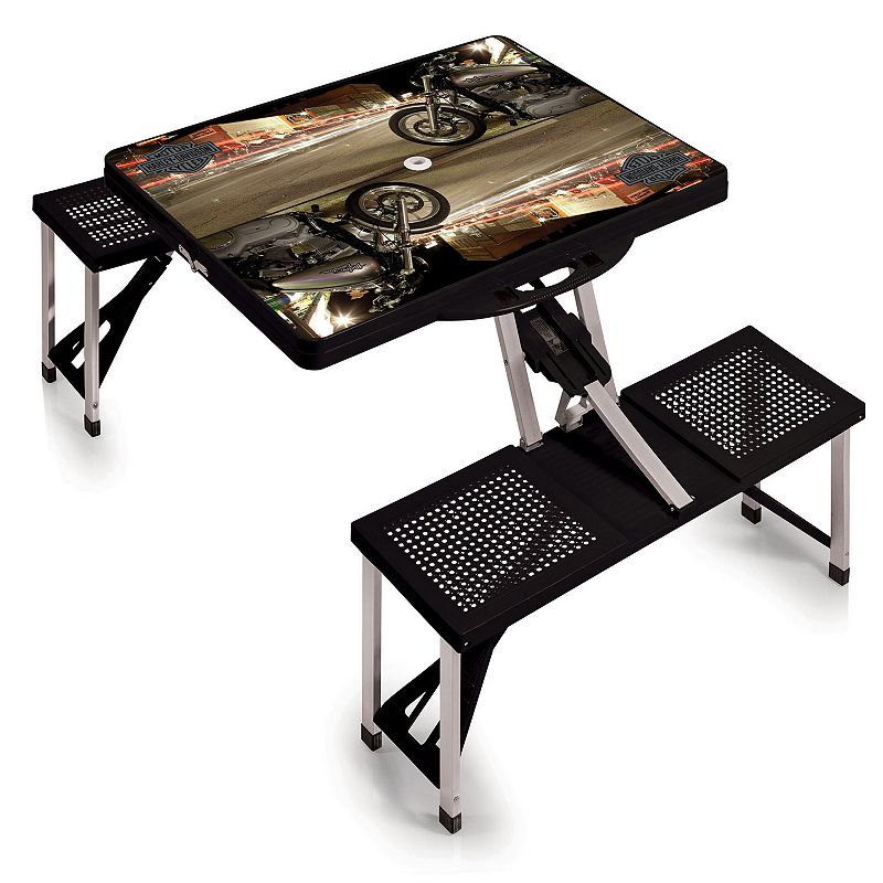 Picnic Time Harley-Davidson Portable Folding Picnic Table, Black