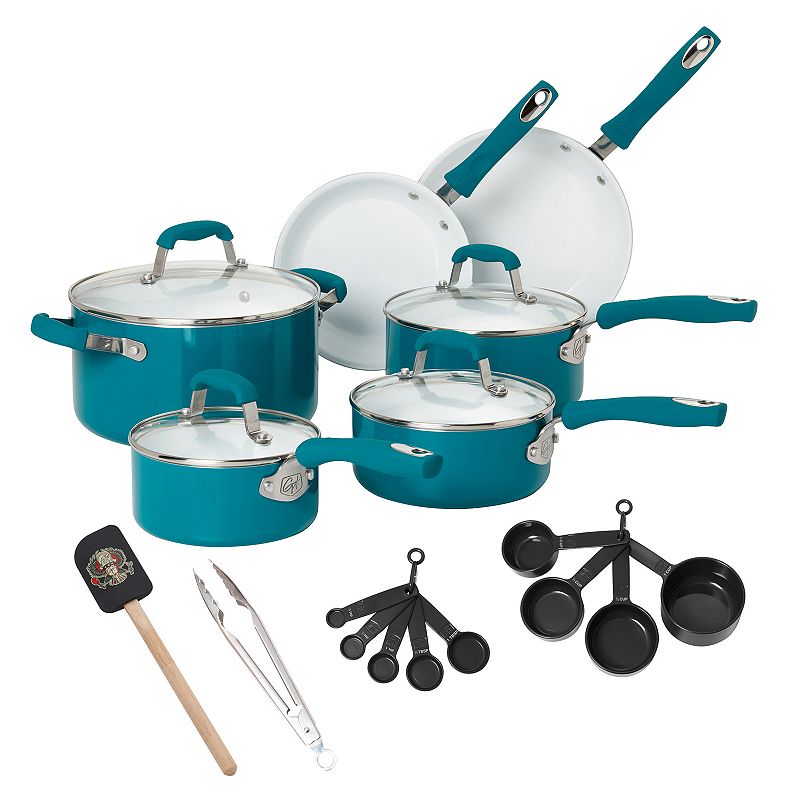 Guy Fieri 21-pc. Ceramic Nonstick Cookware Set, Turquoise\/Blue (Turq\/Aqua)