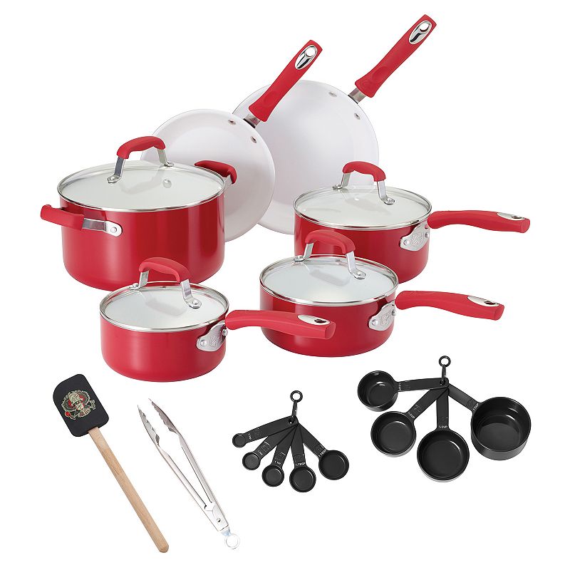 Guy Fieri 21-pc. Ceramic Nonstick Cookware Set, Red