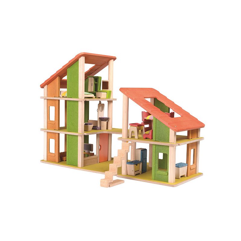 Plan Toys Chalet Dollhouse & Furniture Set, Multicolor