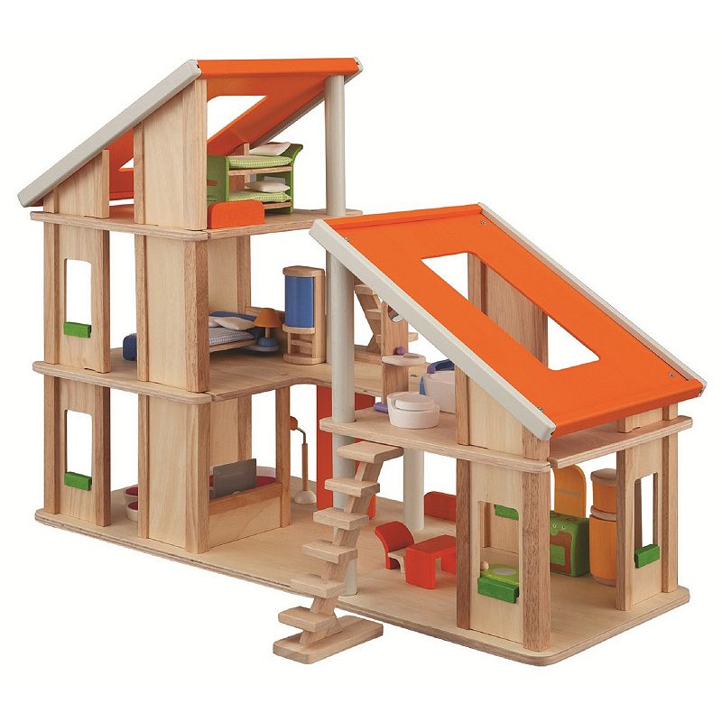 Plan Toys Chalet Dollhouse with Furniture, Multicolor