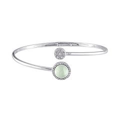 Prehnite, Diamond Accent & White Topaz Sterling Silver Cuff Bracelet by