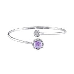 Amethyst, Diamond Accent & White Topaz Sterling Silver Cuff Bracelet by