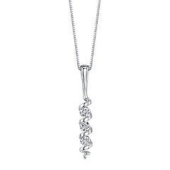 Sirena Collection 14k White Gold 1/3 Carat T.W. Certified Diamond 3-Stone Swirl Pendant Necklace by