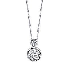 Sirena Collection 14k White Gold 1/4 Carat T.W. Certified Diamond 2-Stone Pendant Necklace by