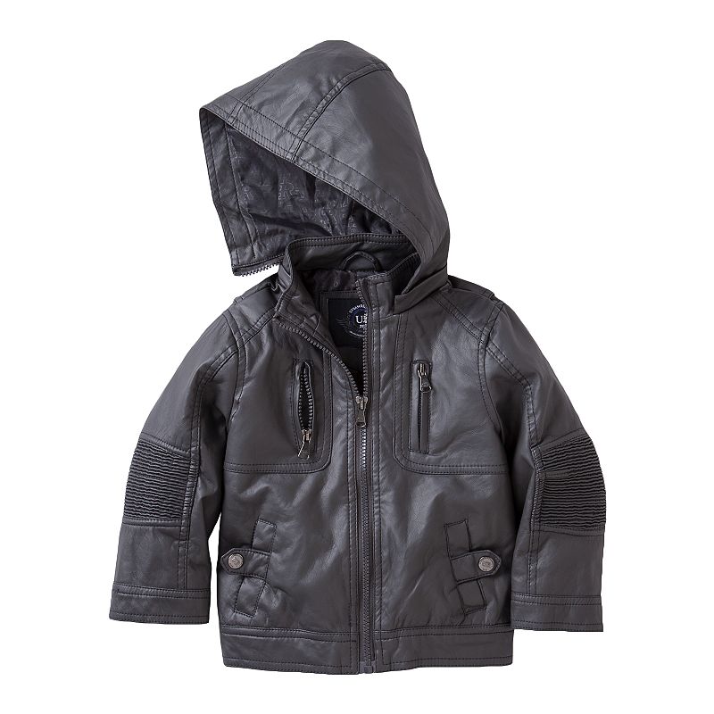 Toddler Boy Urban Republic FauxLeather Hooded Moto Jacket
