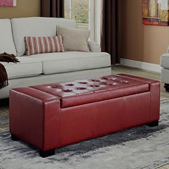 Simpli Home Laredo Rectangular Storage Ottoman Bench