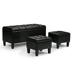 Simply Home Dover 3-piece Faux-Leather Storage Ottoman Bench Set