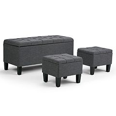 Simply Home Dover 3-piece Storage Ottoman Bench Set