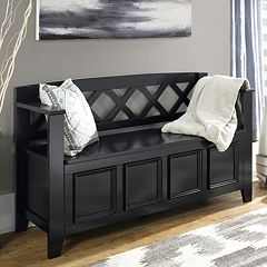 Simpli Home Amherst Pine Entryway Storage Bench