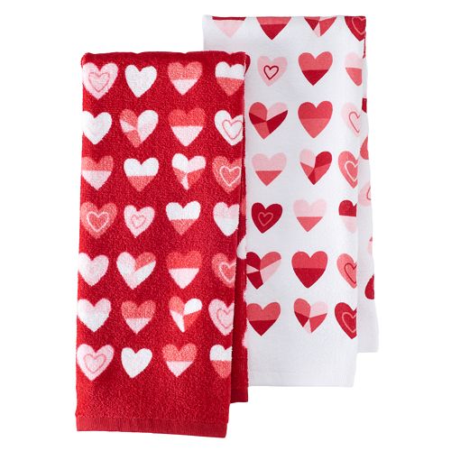 Celebrate Valentine's Day Together Modern Heart 2-pc. Kitchen Towel Set