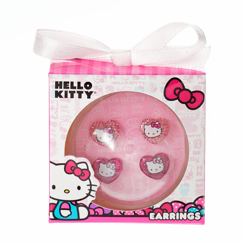 Hello Kitty Glitter Stud Earring Set - Girls, Girl's, multicolor