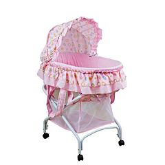 Dream On Me Layla Pink 2-in-1 Portable Bassinet Cradle
