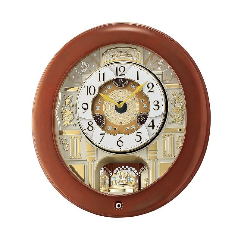 Seiko Melodies in Motion Wood Wall Clock - QXM360BRH, Brown