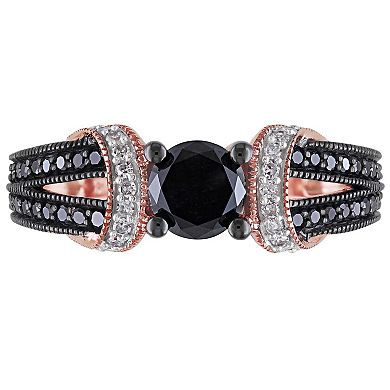 Stella Grace 10k Rose Gold 1 Carat T.W. Black & White Diamond Engagement Ring