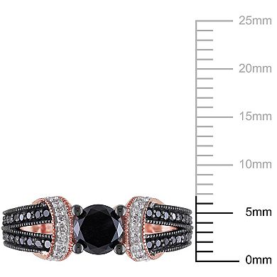 Stella Grace 10k Rose Gold 1 Carat T.W. Black & White Diamond Engagement Ring