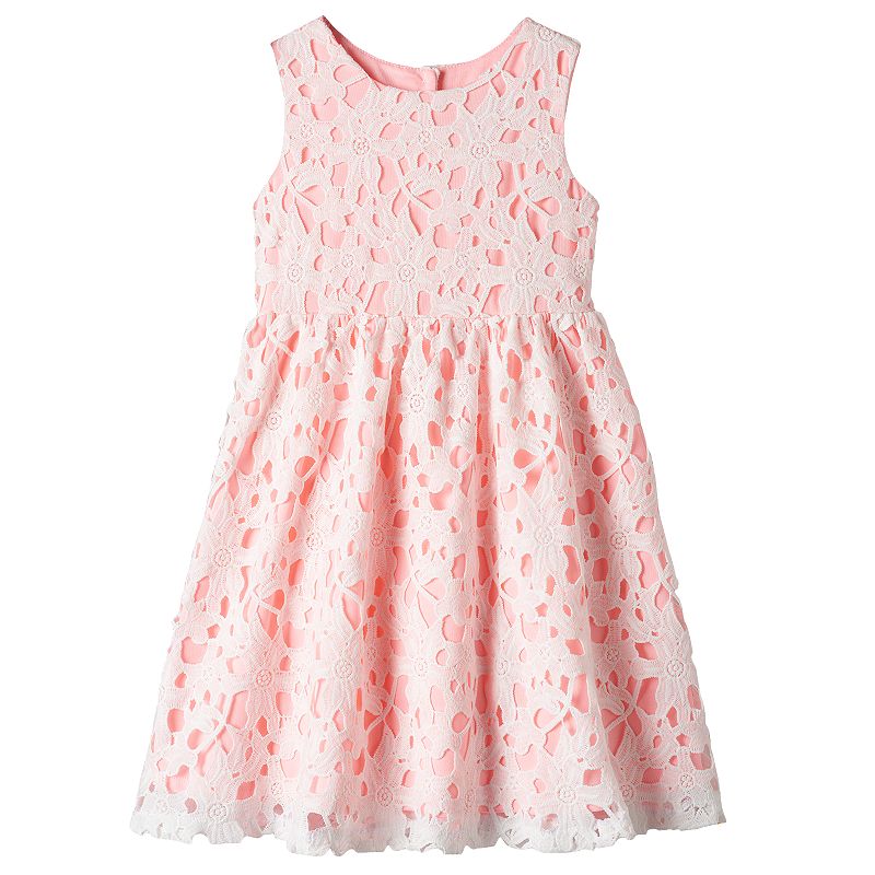 Girls 46x Rare Editions Floral Lace Dress