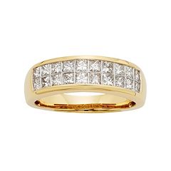 14k Gold IGL Certified 1 Carat T.W. Diamond Multirow Wedding Ring by