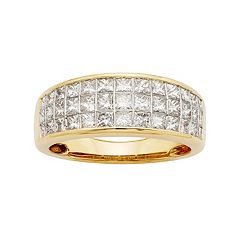 14k Gold IGL Certified 1 1/2 Carat T.W. Diamond Multirow Wedding Ring by