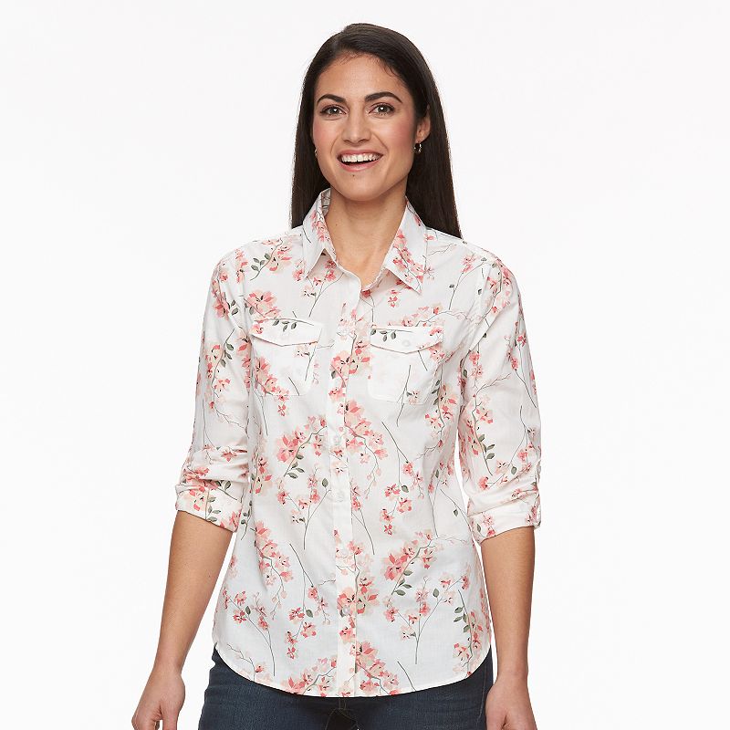 Machine Wash Pink Floral Shirt Kohl's