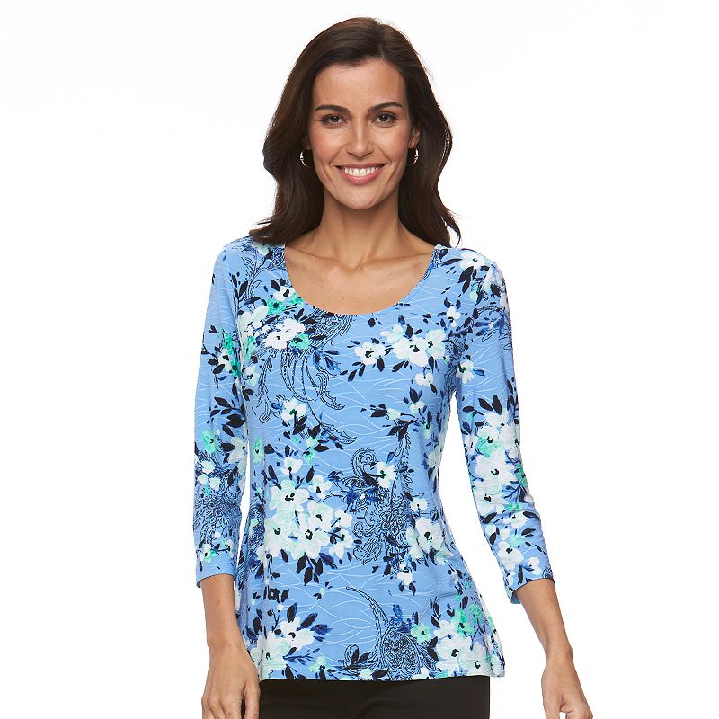 Womens Jacquard Scoopneck Top | Kohl's