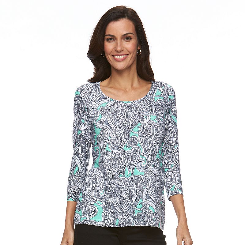 Paisley 3/4 Sleeve Top Kohl's