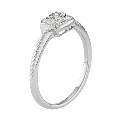 Sterling Silver Diamond Accent Twist Halo Ring