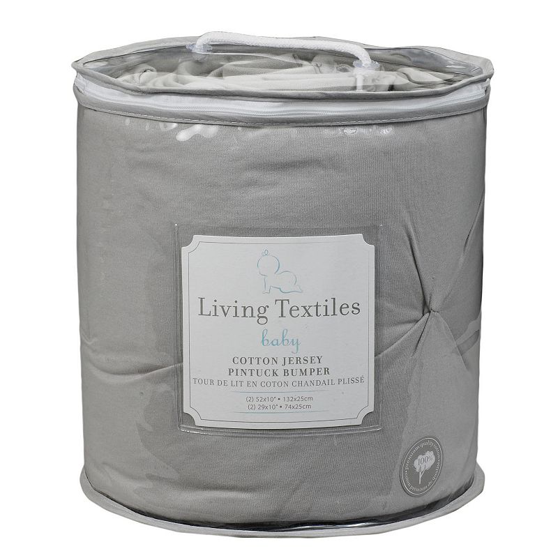Living Textiles Baby Reversible Jersey Pintuck Crib Bumper, Grey