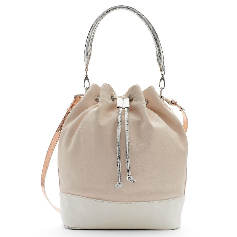 Adrienne Landau Calypso Leather Bucket Bag, Women's, White