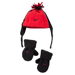 Baby Boy Nike Fleece Beanie & Mittens Set
