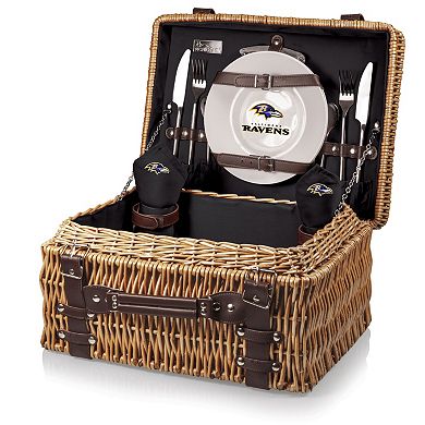 Picnic Time Baltimore Ravens Champion Willow Picnic Basket with Service for 2