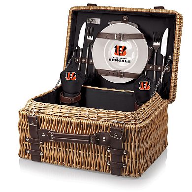 Picnic Time Cincinnati Bengals Champion Willow Picnic Basket with Service for 2