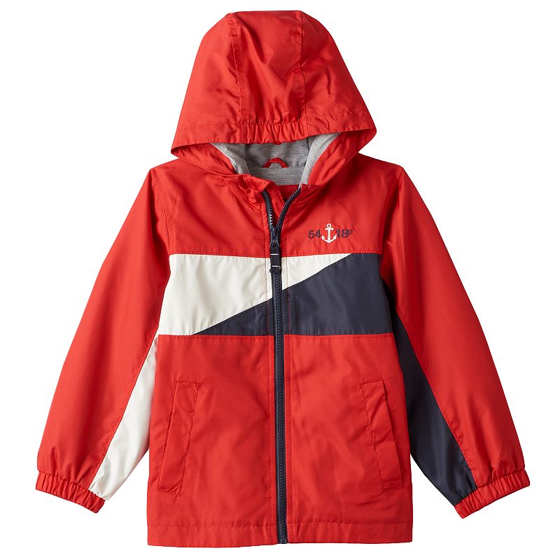 Toddler Boy London Fog Colorblocked Jersey-Lined Hooded Jacket, Size: 2T, Red