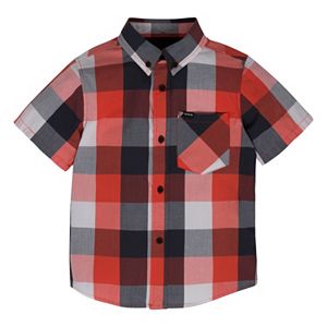 Boys 4-7 Hurley Woven Plaid Button-Down Shirt