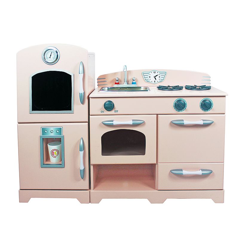 Teamson Kids Wood Retro Kitchen Set, Pink