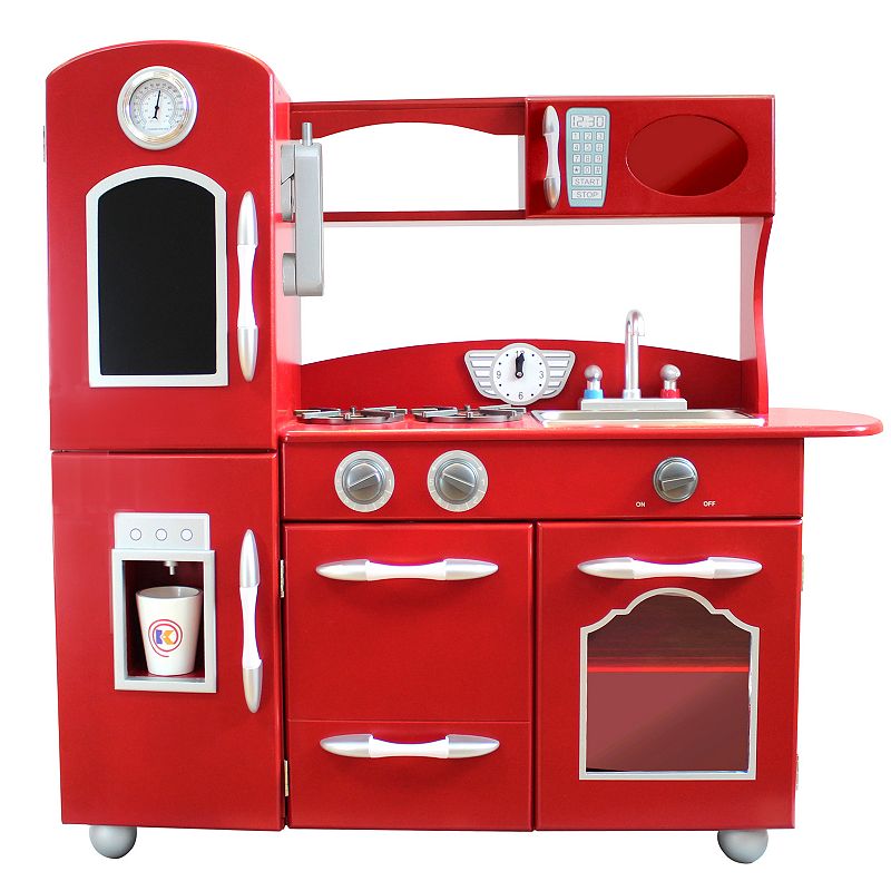 Teamson Kids Wood Retro Kitchen Set, Red