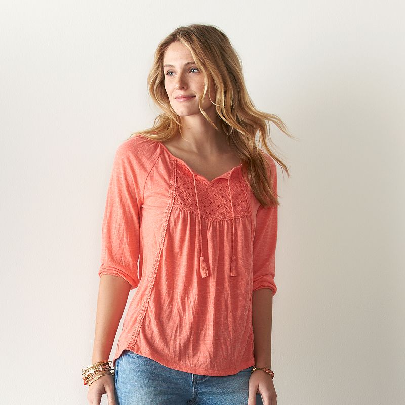 3/4 Sleeve Peasant Blouse Kohl's