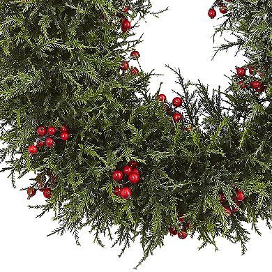 nearly natural Artificial Cedar Berry Wreath