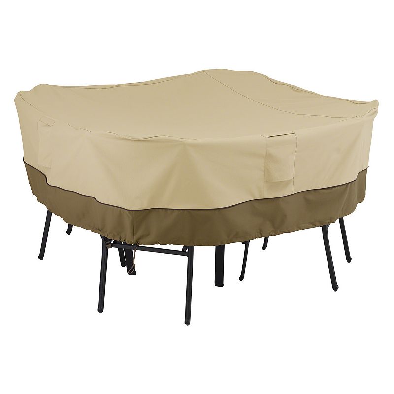 Outdoor Classic Accessories Veranda Medium Square Patio Table & Chair Cover, Beig\/Green (Beig\/Khaki)