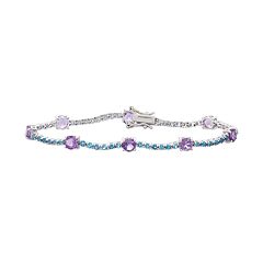 Sterling Silver Amethyst & London Blue Topaz Tennis Bracelet by