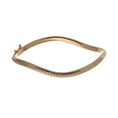 Diamond Fascination 14k Gold Wave Bangle Bracelet by