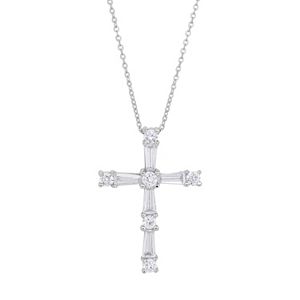 Emotions Sterling Silver Cubic Zirconia Cross Pendant Necklace