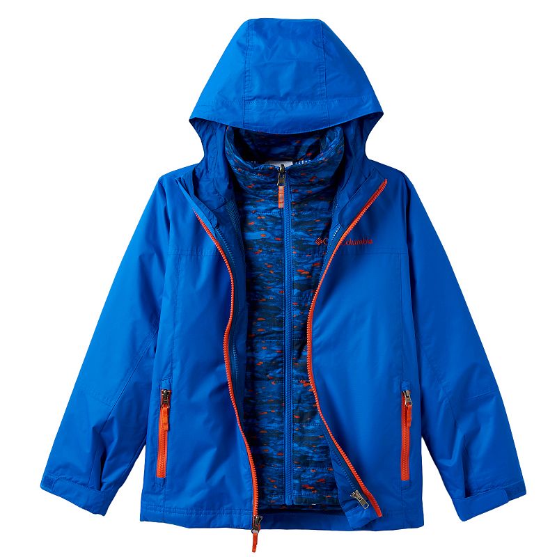 Boys 4-7 Columbia Heavyweight Interchangable Thermal Coil Hooded 3-in-1 Jacket, Boy's, Size: 6-7, Brt Blue