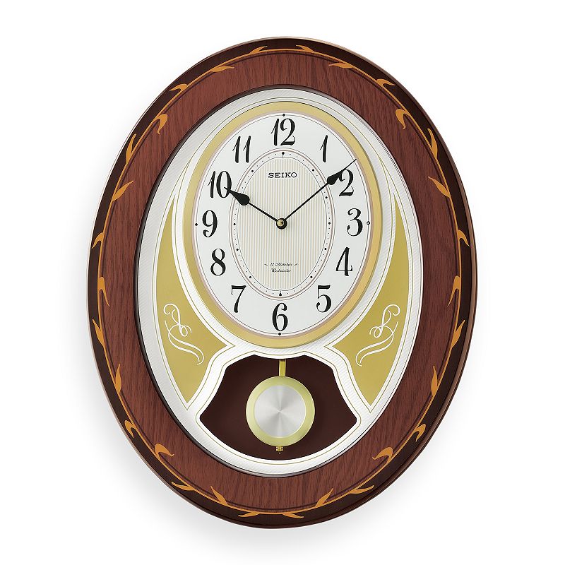 Seiko Melodies in Motion Wood Wall Clock - QXM364BLH, Brown