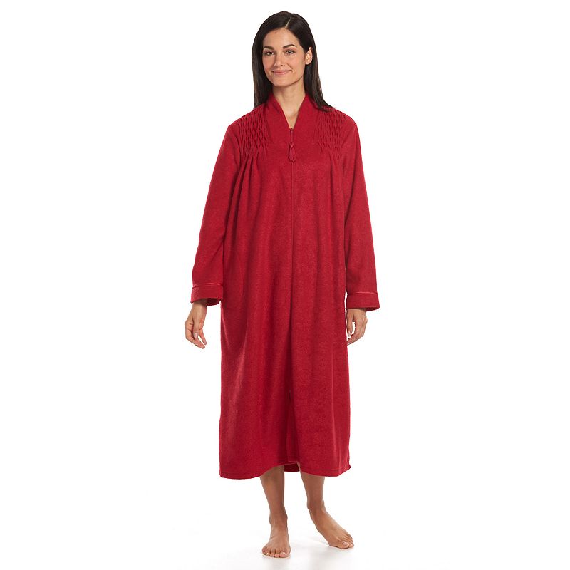 Women's Miss Elaine Essentials Brushed Back Terry Zip Robe