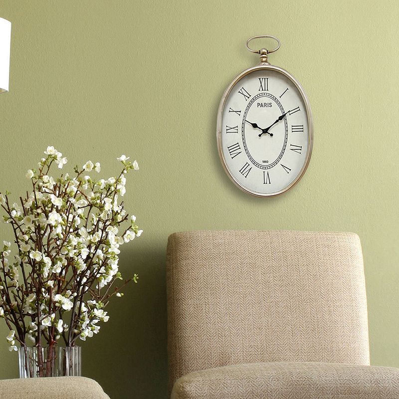 Stratton Home Decor Elegant Paris Wall Clock, Natural