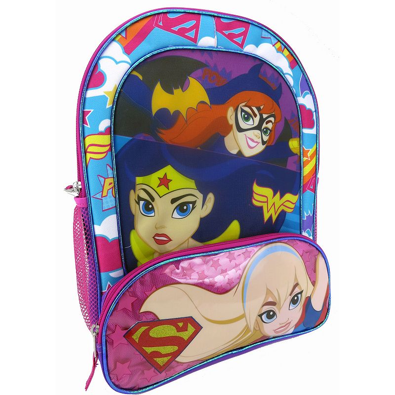 Kids DC Comics Supergirl, Batgirl & Wonder Woman Girls Backpack, Multicolor