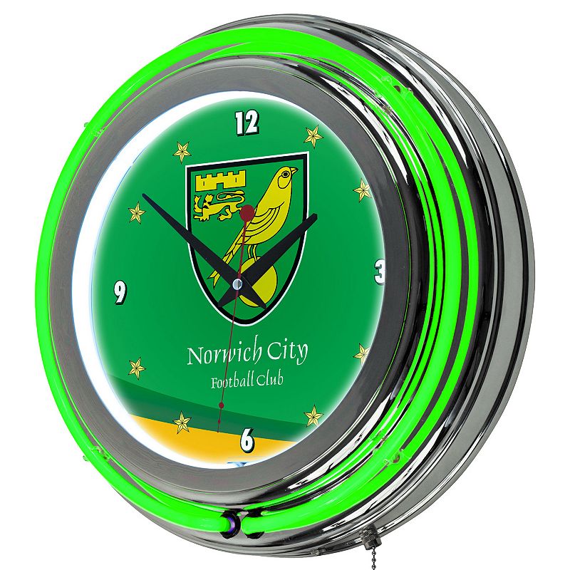 Norwich City FC Neon Wall Clock, Green