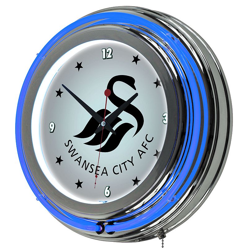 Swansea City AFC Neon Wall Clock, Black